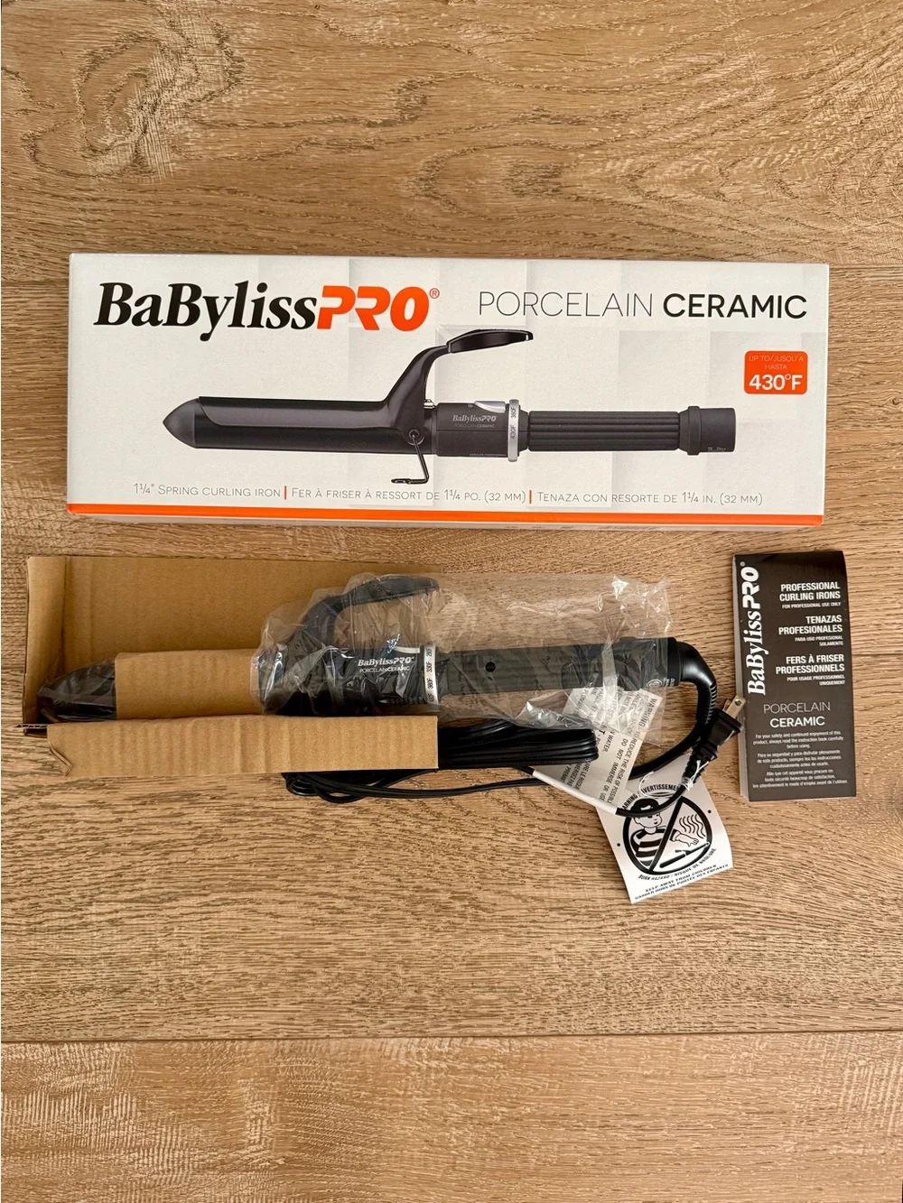 BaByliss Pro Porcelain Ceramic Curling Iron, 1 1/4” Barrel, NEW IN BOX